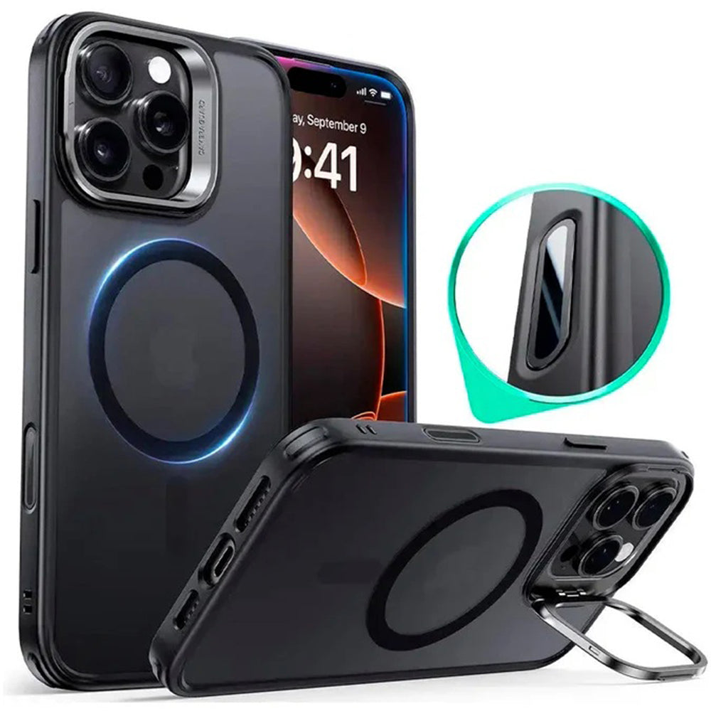 Custodia MagSafe per Apple iPhone 16 Pro Max, ESR, Classic Hybrid Kickstand Slide, Nera Satinata