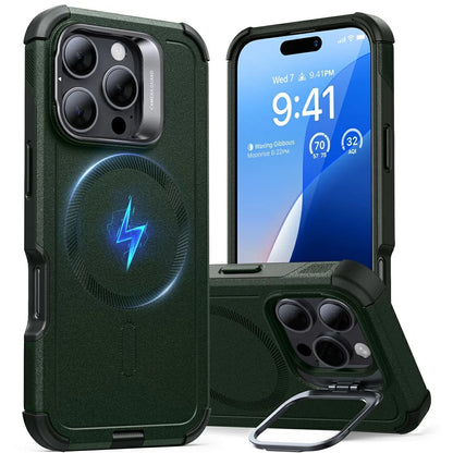 Étui MagSafe pour Apple iPhone 16 Pro Max, ESR, Cyber Armor Kickstand, Vert