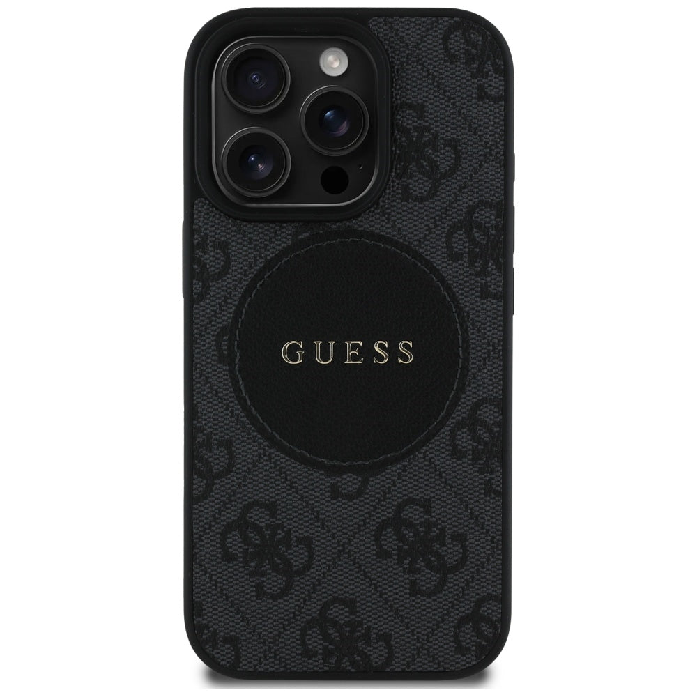 Custodia MagSafe per Apple iPhone 16 Pro Max, Guess, 4G Circle Classic Logo, Nera