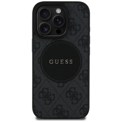 Custodia MagSafe per Apple iPhone 16 Pro Max, Guess, 4G Circle Classic Logo, Nera