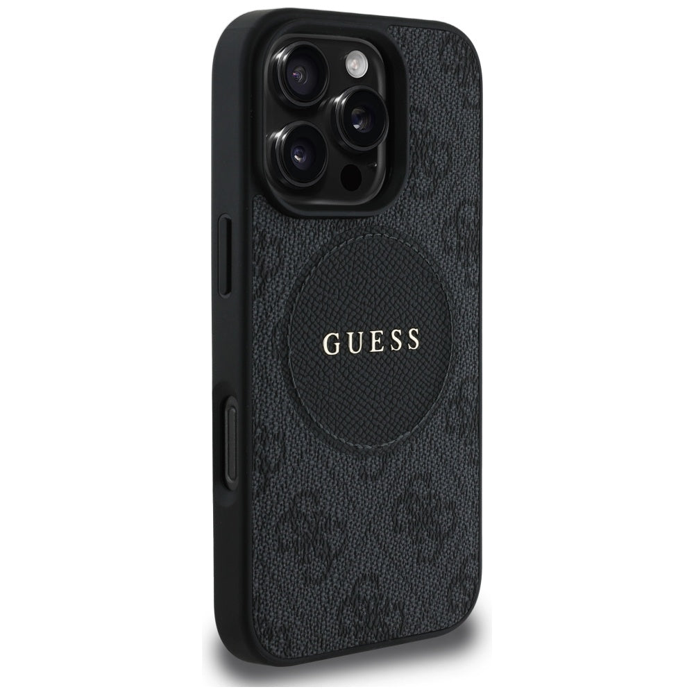 Custodia MagSafe per Apple iPhone 16 Pro Max, Guess, 4G Circle Classic Logo, Nera