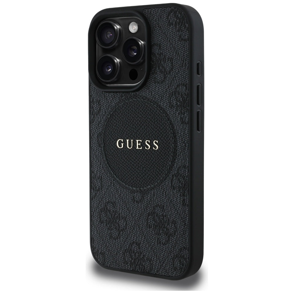 Custodia MagSafe per Apple iPhone 16 Pro Max, Guess, 4G Circle Classic Logo, Nera
