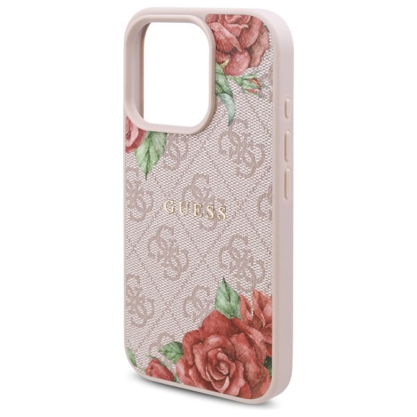 Custodia MagSafe per Apple iPhone 16 Pro Max, Guess, 4G Flowers Print, Rosa