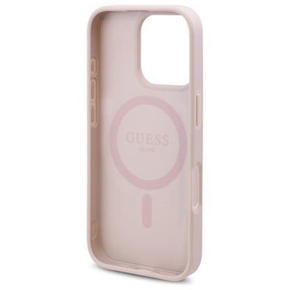 Custodia MagSafe per Apple iPhone 16 Pro Max, Guess, 4G Flowers Print, Rosa