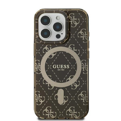 Custodia MagSafe per Apple iPhone 16 Pro Max, Guess, IML 4G Background, Marrone