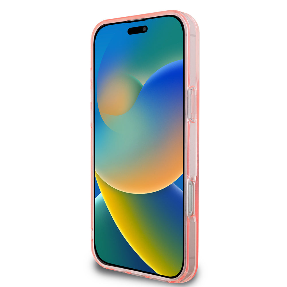 Étui MagSafe pour Apple iPhone 16 Pro Max, Guess, IML Couronne de Fleurs, Rose