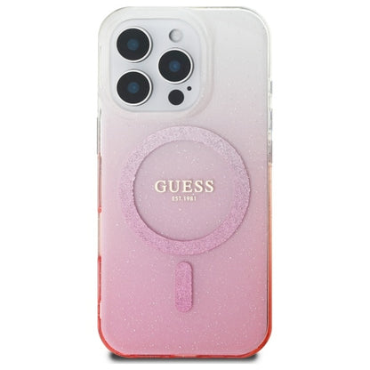 Coque MagSafe pour Apple iPhone 16 Pro Max, Guess, IML Glitter Gradient, Rose