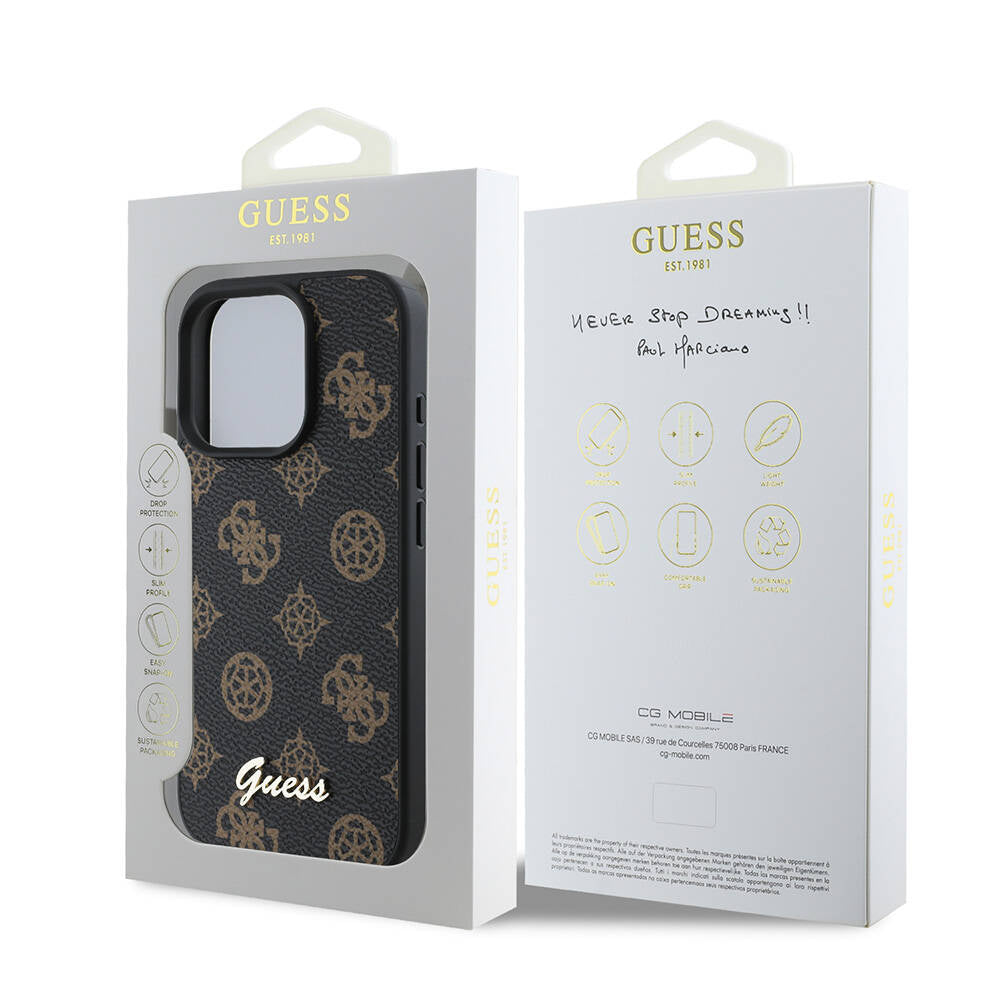 Coque MagSafe pour Apple iPhone 16 Pro Max, Guess, Peony Script, Noire