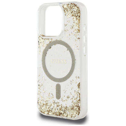 Coque MagSafe pour Apple iPhone 16 Pro Max, Guess, Resin Bottom Glitter, Dorée