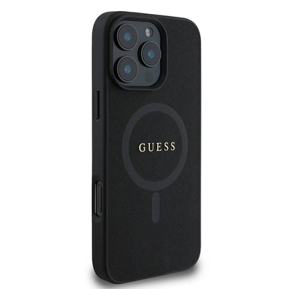 Custodia MagSafe per Apple iPhone 16 Pro Max, Guess, Saffiano Classic Logo, Nera