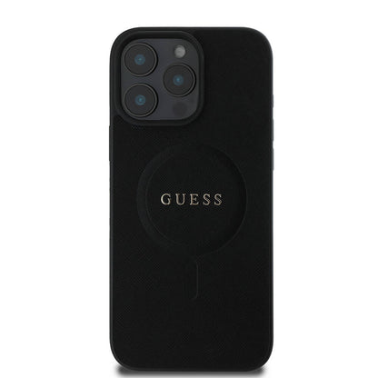 Custodia MagSafe per Apple iPhone 16 Pro Max, Guess, Saffiano Classic Logo, Nera