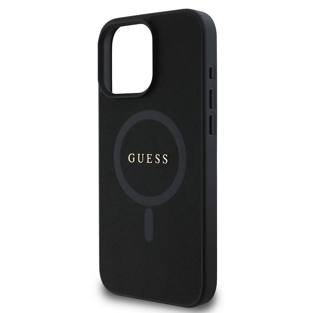 Custodia MagSafe per Apple iPhone 16 Pro Max, Guess, Saffiano Classic Logo, Nera