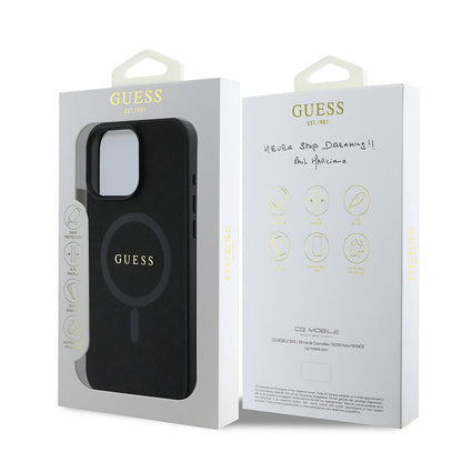 Custodia MagSafe per Apple iPhone 16 Pro Max, Guess, Saffiano Classic Logo, Nera