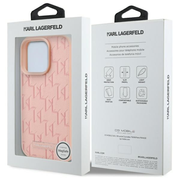 Coque MagSafe pour Apple iPhone 16 Pro Max, Karl Lagerfeld, Hot Stamp, Rose