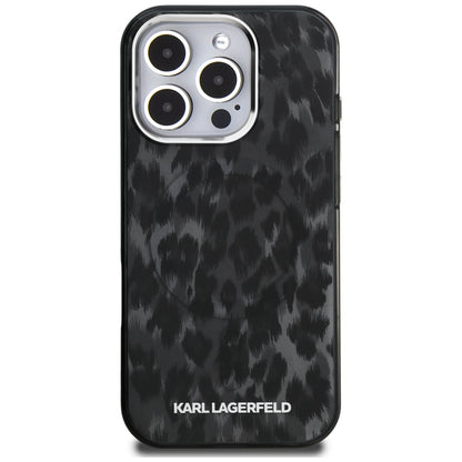 Étui MagSafe pour Apple iPhone 16 Pro Max, Karl Lagerfeld, Motif Léopard IML, Noir