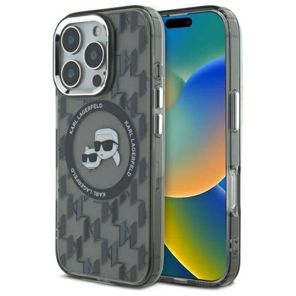 Custodia MagSafe per Apple iPhone 16 Pro Max, Karl Lagerfeld, IML Monogramma Karl & Choupette's Heads, Nera