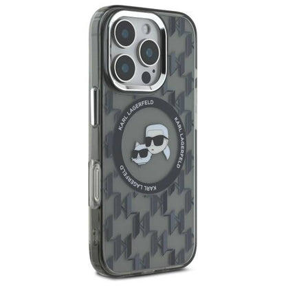 Custodia MagSafe per Apple iPhone 16 Pro Max, Karl Lagerfeld, IML Monogramma Karl & Choupette's Heads, Nera