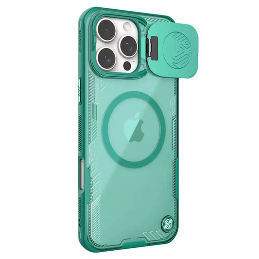 Custodia MagSafe per Apple iPhone 16 Pro Max, Nillkin, Iceblade Prop (senza ritaglio per fotocamera), Verde