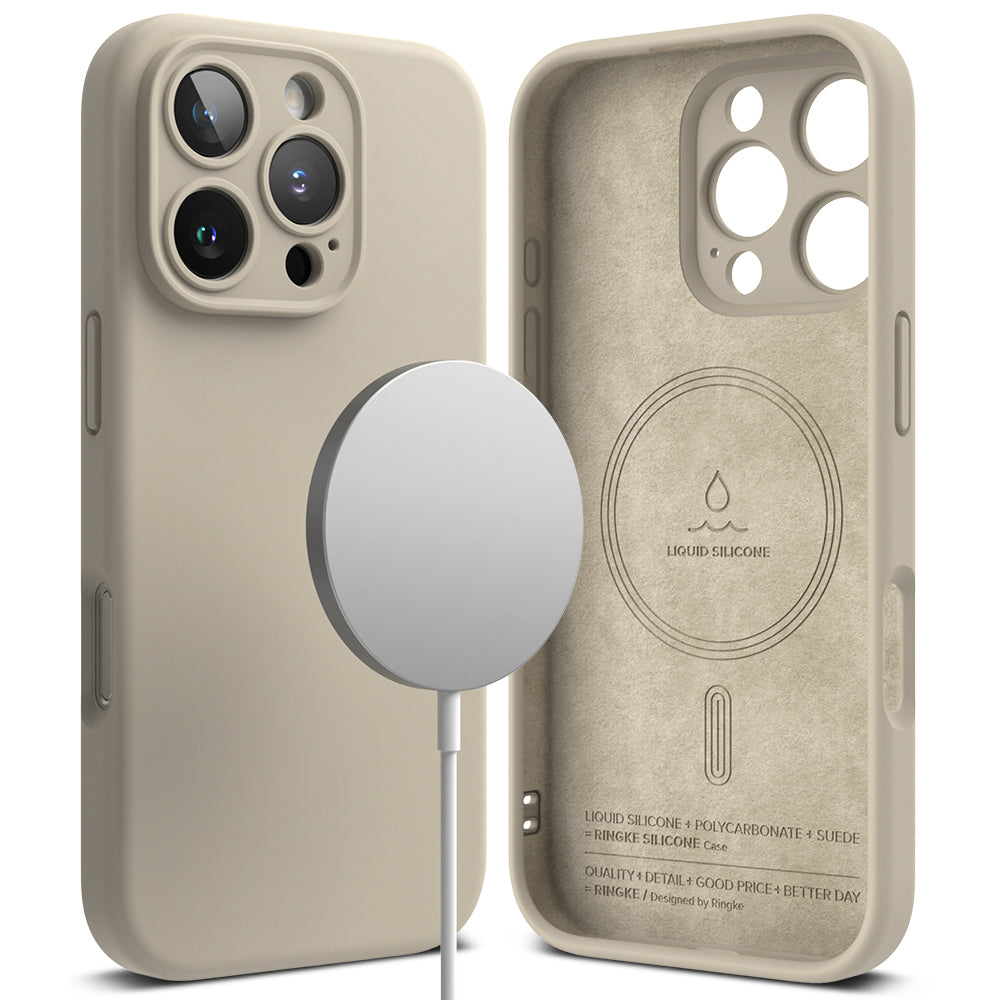Coque MagSafe pour Apple iPhone 16 Pro Max, Ringke, Silicone, Crème