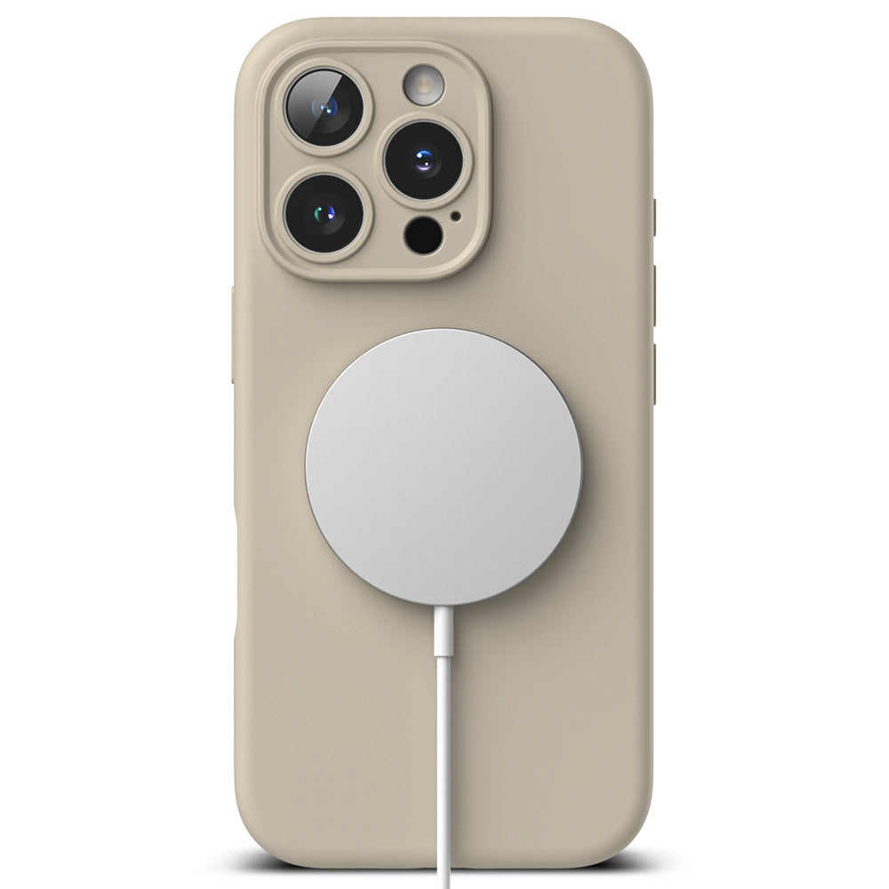 Coque MagSafe pour Apple iPhone 16 Pro Max, Ringke, Silicone, Crème