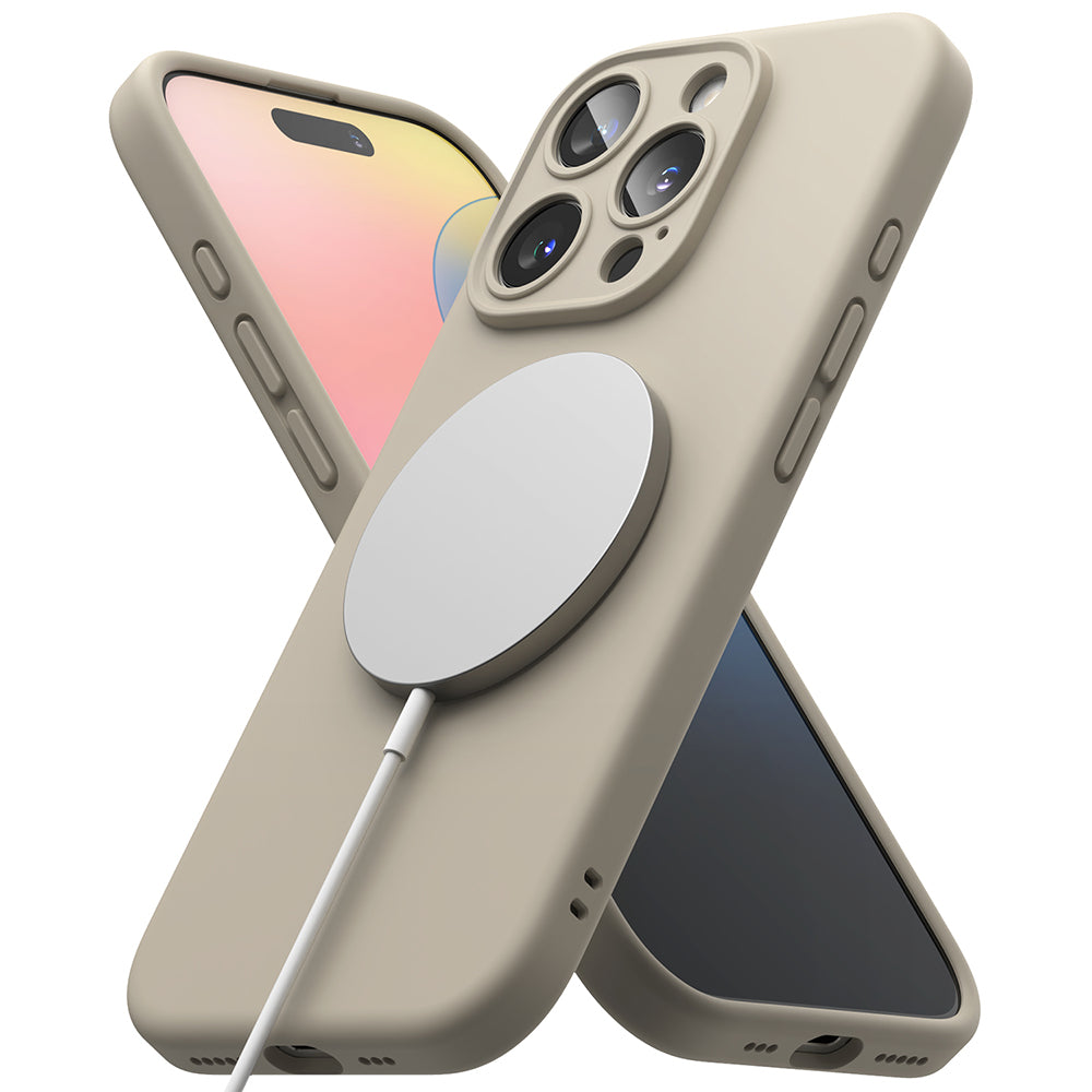 Coque MagSafe pour Apple iPhone 16 Pro Max, Ringke, Silicone, Crème