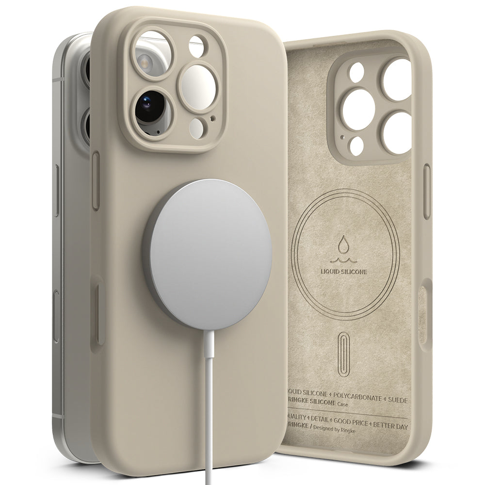 Coque MagSafe pour Apple iPhone 16 Pro Max, Ringke, Silicone, Crème