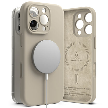Coque MagSafe pour Apple iPhone 16 Pro Max, Ringke, Silicone, Crème