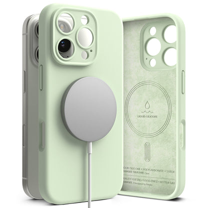 Coque MagSafe pour Apple iPhone 16 Pro Max, Ringke, Silicone, Vert Clair