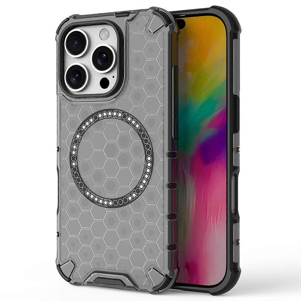 Custodia MagSafe per Apple iPhone 16 Pro Max, Techsuit, HoneyComb Shield, Nera