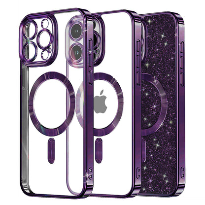 Custodia MagSafe per Apple iPhone 16 Pro Max, Techsuit, Luxury Glitter, Viola Scuro