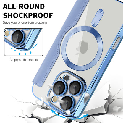 Custodia MagSafe per Apple iPhone 16 Pro Max, Techsuit, SmartMag Book, Blu