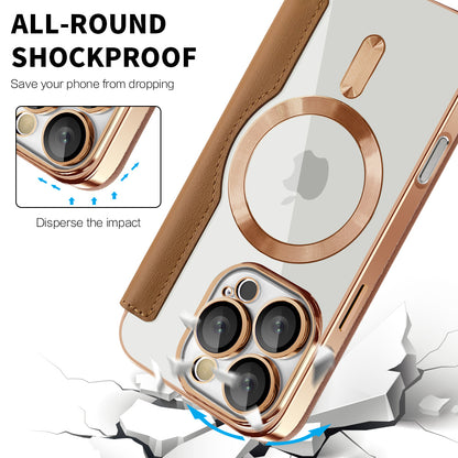Custodia MagSafe per Apple iPhone 16 Pro Max, Techsuit, SmartMag Book, Marrone