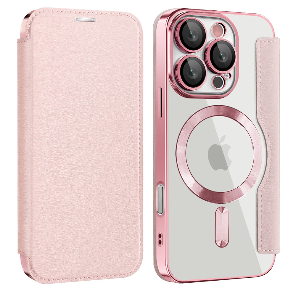 Custodia MagSafe per Apple iPhone 16 Pro Max, Techsuit, SmartMag Book, Rosa