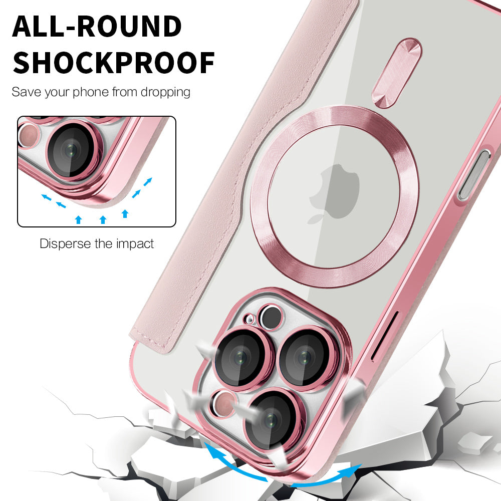 Custodia MagSafe per Apple iPhone 16 Pro Max, Techsuit, SmartMag Book, Rosa