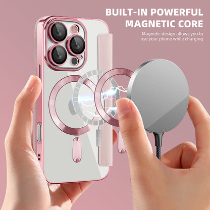 Custodia MagSafe per Apple iPhone 16 Pro Max, Techsuit, SmartMag Book, Rosa