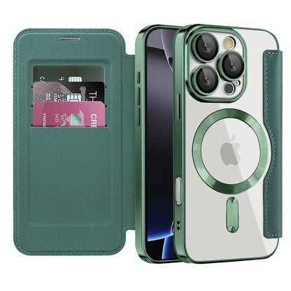 Coque MagSafe pour Apple iPhone 16 Pro Max, Techsuit, SmartMag Book, Vert