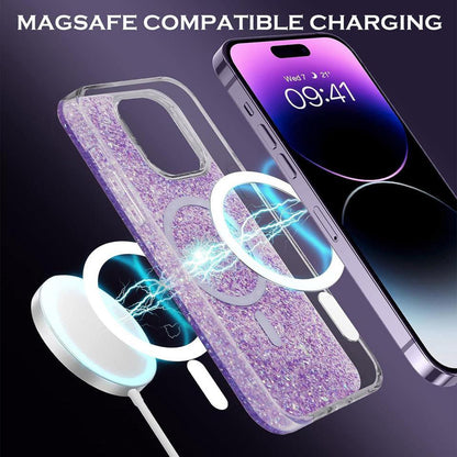 Coque MagSafe pour Apple iPhone 16 Pro Max, Techsuit, Paillettes Scintillantes, Bleu