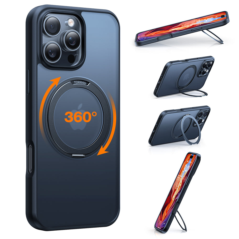 Coque MagSafe pour Apple iPhone 16 Pro Max, Torras, Ostand Pro, Noire