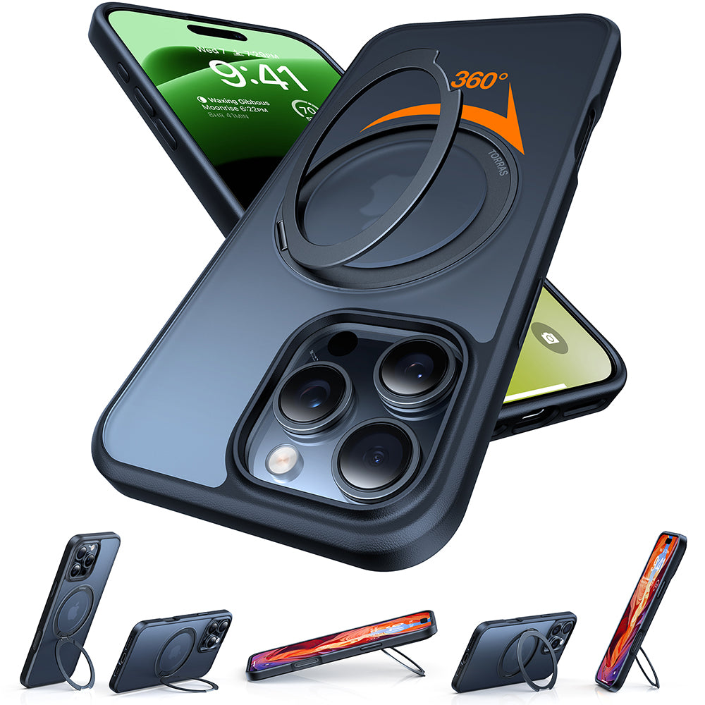 Coque MagSafe pour Apple iPhone 16 Pro Max, Torras, Ostand Pro, Noire