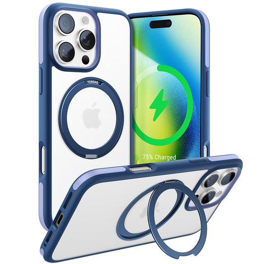MagSafe Hülle für Apple iPhone 16 Pro Max, Torras, Ostand R Fusion, Marineblau