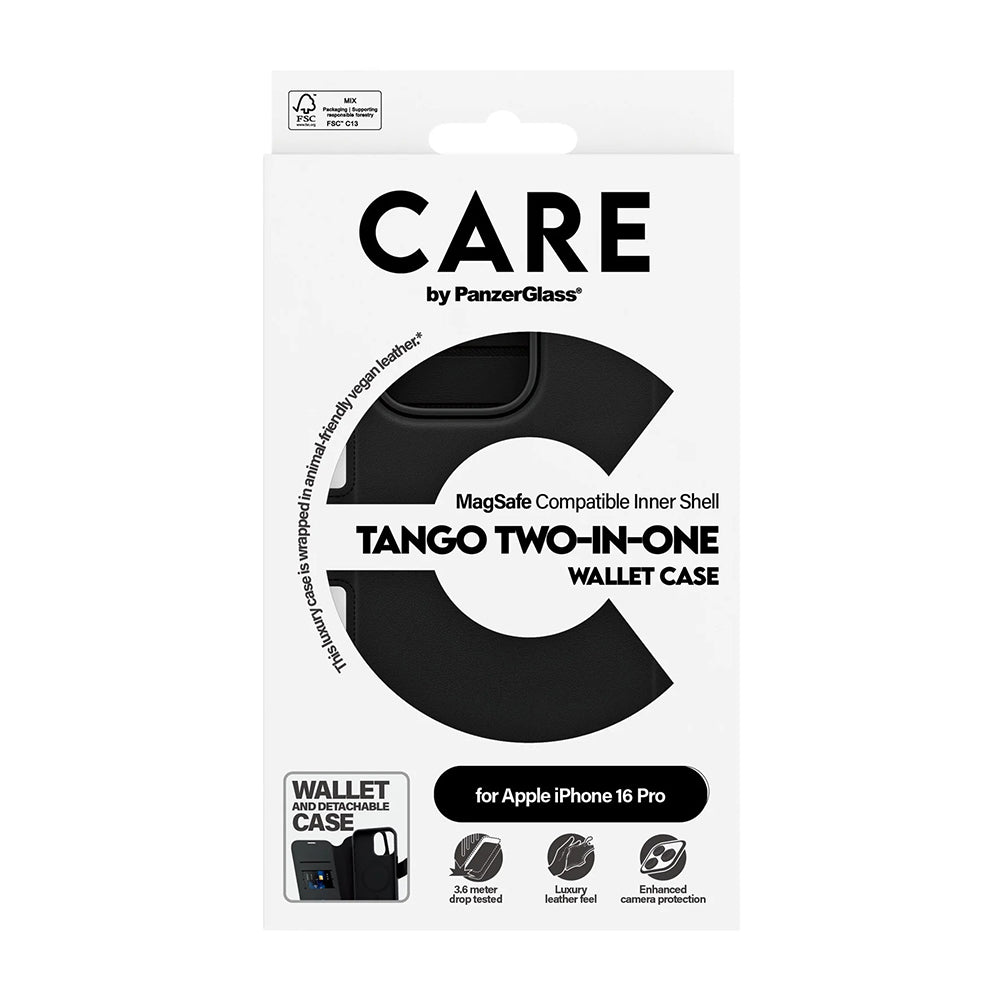 Custodia MagSafe per Apple iPhone 16 Pro, PanzerGlass, Care Feature Tango Two-in-One, Nera