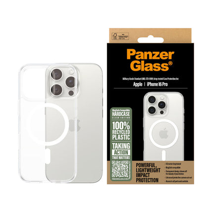 Coque MagSafe pour Apple iPhone 16 Pro, PanzerGlass, HardCase, Transparente Blanche