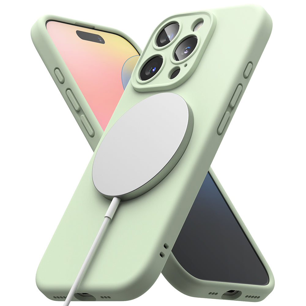 Coque MagSafe pour Apple iPhone 16 Pro, Ringke, Silicone, Vert Clair