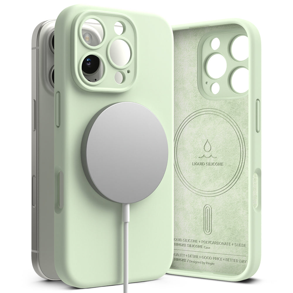 Coque MagSafe pour Apple iPhone 16 Pro, Ringke, Silicone, Vert Clair