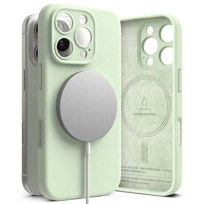 Coque MagSafe pour Apple iPhone 16 Pro, Ringke, Silicone, Vert Clair