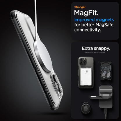Coque MagSafe pour Apple iPhone 16 Pro, Spigen, Ultra Hybrid, Transparent Satiné ACS08133
