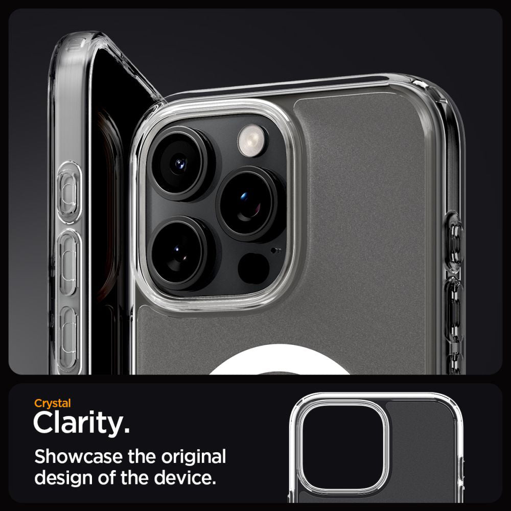Coque MagSafe pour Apple iPhone 16 Pro, Spigen, Ultra Hybrid, Transparent Satiné ACS08133