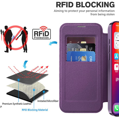 Coque MagSafe pour Apple iPhone 16 Pro, Techsuit, SmartMag Book, Violet