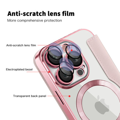 Custodia MagSafe per Apple iPhone 16 Pro, Techsuit, SmartMag Book, Rosa