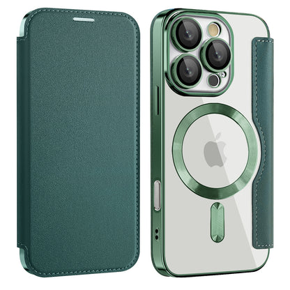 Custodia MagSafe per Apple iPhone 16 Pro, Techsuit, SmartMag Book, Verde
